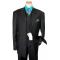 Steve Harvey Collection Solid Black with Double Breasted Vest Super 120's Merino Wool Suit